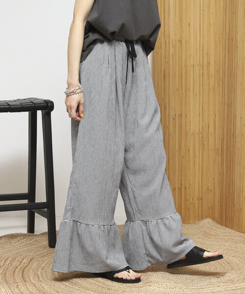 Firsthand（ファーストハンド）の「Firsthand/ファーストハンド ワイドシルエット ティアード チェック イージーパンツ【限定展開】（その他パンツ・レディース・ブラック/グリーン/ベージュ・MEDIUM/SMALL）」の6枚目の写真
