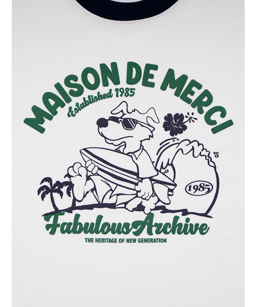 FABULOUS ARCHIVE(ファビュラスアーカイブ)の「ユニセックス オーバーサイズ パピーサーフィン リンガー 半袖Tシャツ ホワイト(FCE2TS401M)(Tシャツ/カットソー・レディース・ホワイト・LARGE/MEDIUM/SMALL)」の4枚目の写真