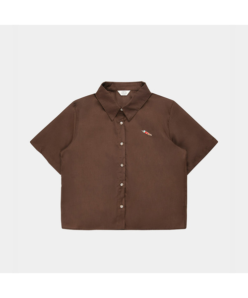 PIGMENT（ピグメント）の「アサハーフワッペンシャツ (KYNB2604025)（シャツ/ブラウス・レディース・ホワイト/スカイブルー/ネイビー/ブラウン/ミント・FREE）」の2枚目の写真