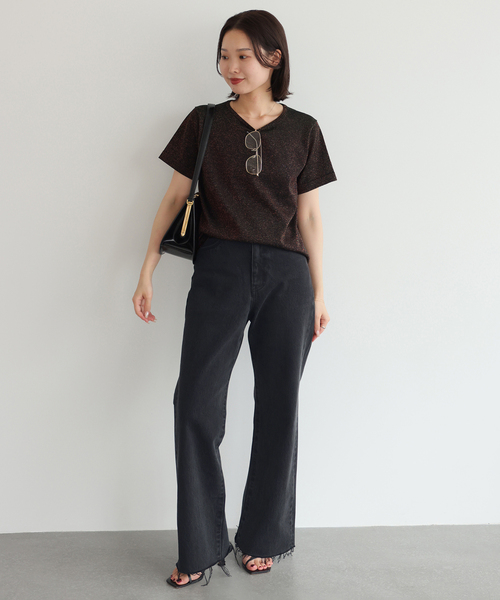 SLOBE IENA（スローブイエナ）の「《シリーズあり》LE DENIM LEAN BOOTY LEGデニム（デニムパンツ・レディース・スカイブルー/ブラック・36/38）」の5枚目の写真