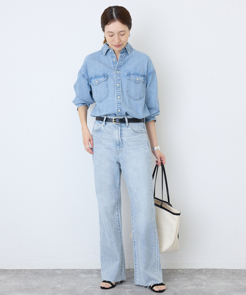 SLOBE IENA（スローブイエナ）の「《シリーズあり》LE DENIM LEAN BOOTY LEGデニム（デニムパンツ・レディース・スカイブルー/ブラック・36/38）」の14枚目の写真