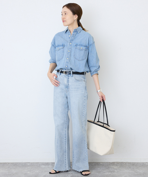 SLOBE IENA（スローブイエナ）の「《シリーズあり》LE DENIM LEAN BOOTY LEGデニム（デニムパンツ・レディース・スカイブルー/ブラック・36/38）」の15枚目の写真