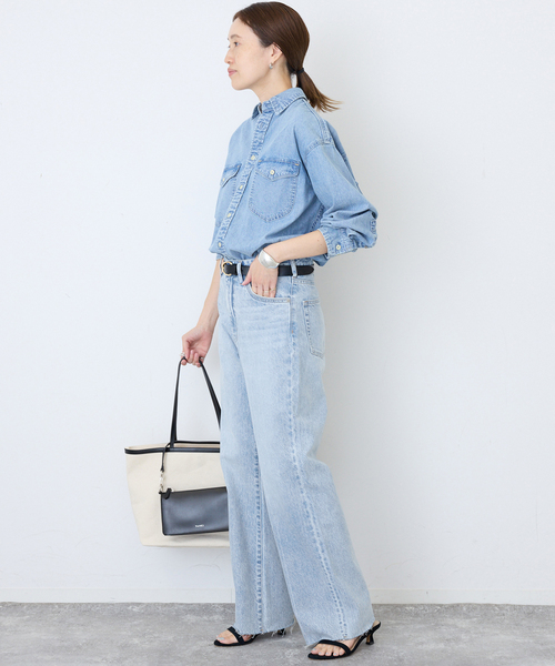 SLOBE IENA（スローブイエナ）の「《シリーズあり》LE DENIM LEAN BOOTY LEGデニム（デニムパンツ・レディース・スカイブルー/ブラック・36/38）」の16枚目の写真