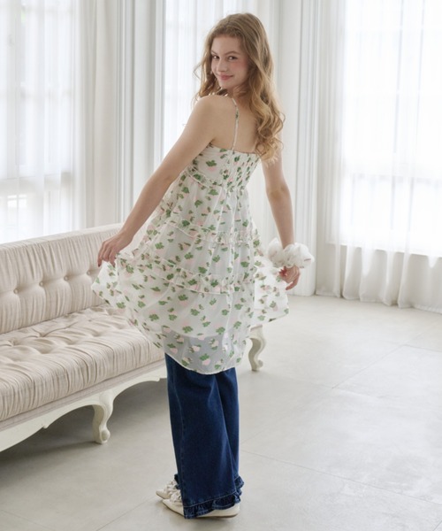 idem（イデム）の「sheer flower jacquard onepiece / シアージャガードキャミワンピース（ワンピース・レディース・ブラック/アイボリー・FREE）」の5枚目の写真