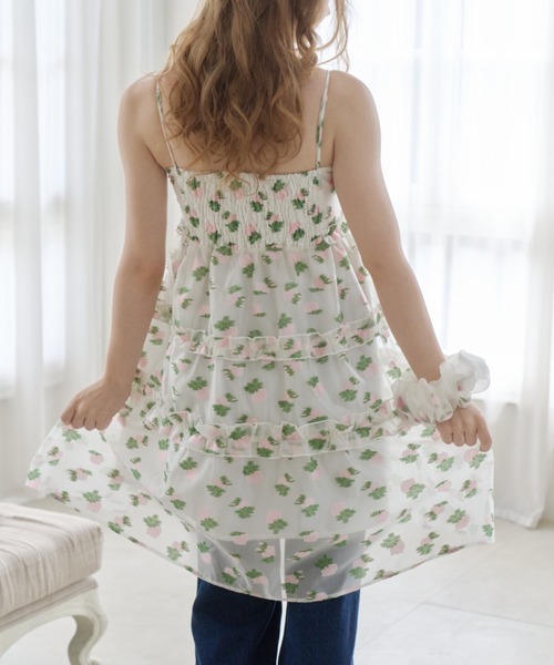 idem（イデム）の「sheer flower jacquard onepiece / シアージャガードキャミワンピース（ワンピース・レディース・ブラック/アイボリー・FREE）」の6枚目の写真