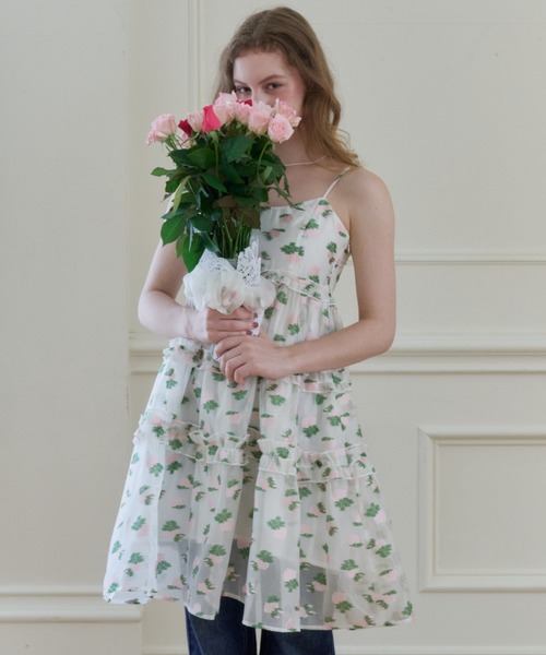 idem（イデム）の「sheer flower jacquard onepiece / シアージャガードキャミワンピース（ワンピース・レディース・ブラック/アイボリー・FREE）」の14枚目の写真