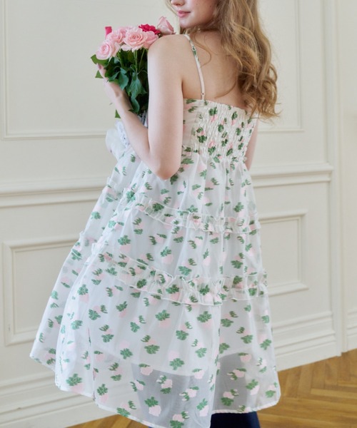 idem（イデム）の「sheer flower jacquard onepiece / シアージャガードキャミワンピース（ワンピース・レディース・ブラック/アイボリー・FREE）」の11枚目の写真