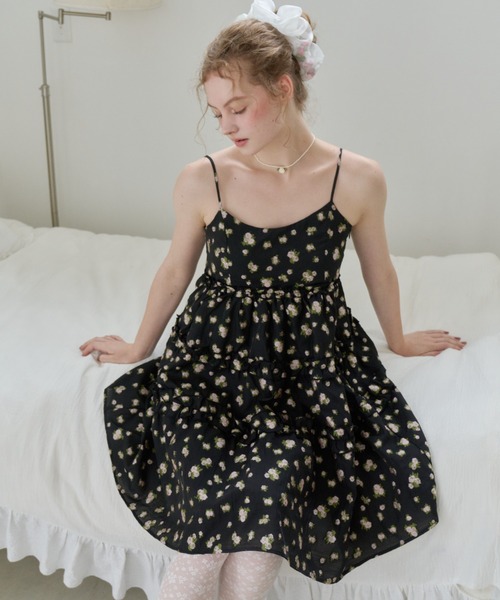 idem（イデム）の「sheer flower jacquard onepiece / シアージャガードキャミワンピース（ワンピース・レディース・ブラック/アイボリー・FREE）」の16枚目の写真