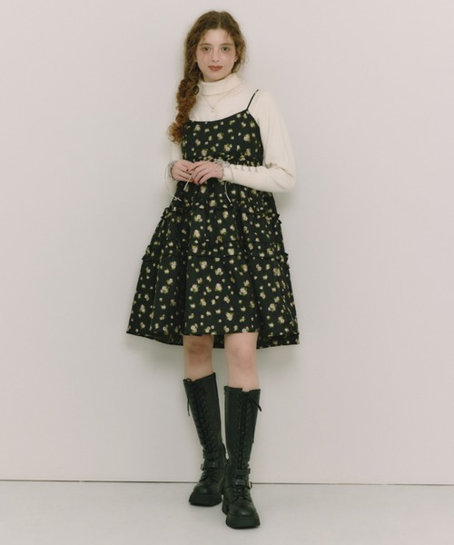 idem（イデム）の「sheer flower jacquard onepiece / シアージャガードキャミワンピース（ワンピース・レディース・ブラック/アイボリー・FREE）」の21枚目の写真