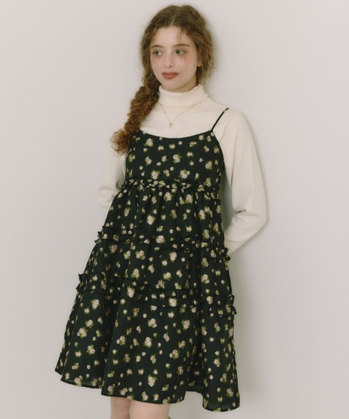 idem（イデム）の「sheer flower jacquard onepiece / シアージャガードキャミワンピース（ワンピース・レディース・ブラック/アイボリー・FREE）」の22枚目の写真