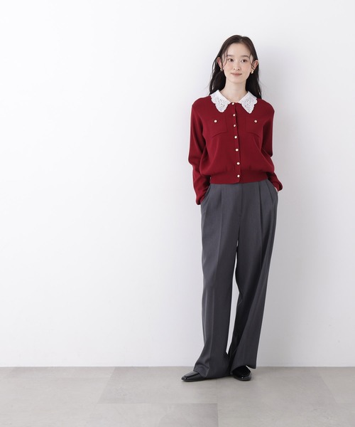 N.(N. Natural Beauty Basic)(エヌエヌナチュラルビューティーベーシック)の「レースカラーニットカーデ(カーディガン/ボレロ・レディース・グレー系その他/ボルドー/ホワイト系その他/ネイビー系・フリ-)」の13枚目の写真