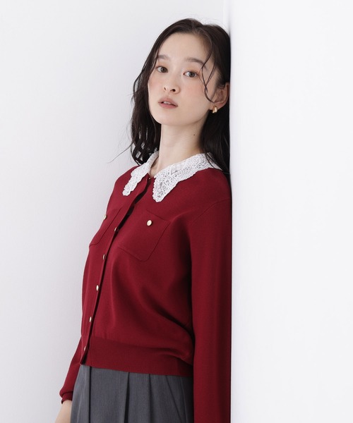 N.(N. Natural Beauty Basic)(エヌエヌナチュラルビューティーベーシック)の「レースカラーニットカーデ(カーディガン/ボレロ・レディース・グレー系その他/ボルドー/ホワイト系その他/ネイビー系・フリ-)」の14枚目の写真