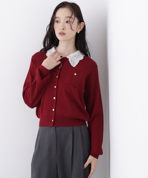 N.(N. Natural Beauty Basic)(エヌエヌナチュラルビューティーベーシック)の「レースカラーニットカーデ(カーディガン/ボレロ・レディース・グレー系その他/ボルドー/ホワイト系その他/ネイビー系・フリ-)」の18枚目の写真