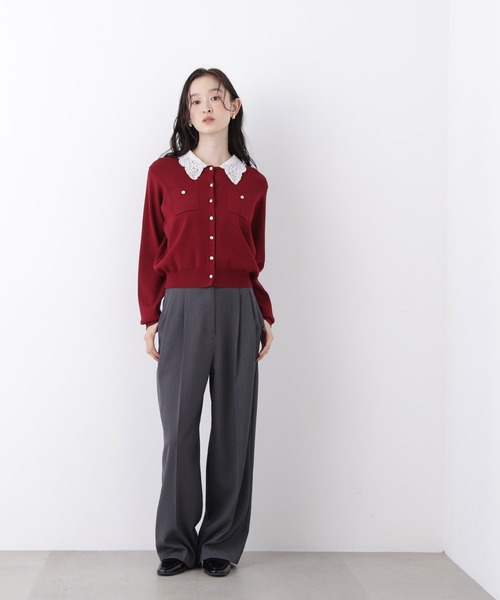 N.(N. Natural Beauty Basic)(エヌエヌナチュラルビューティーベーシック)の「レースカラーニットカーデ(カーディガン/ボレロ・レディース・グレー系その他/ボルドー/ホワイト系その他/ネイビー系・フリ-)」の19枚目の写真