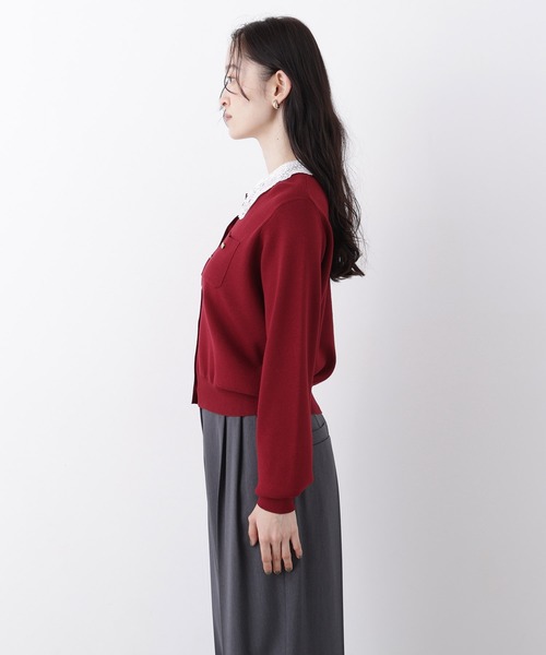N.(N. Natural Beauty Basic)(エヌエヌナチュラルビューティーベーシック)の「レースカラーニットカーデ(カーディガン/ボレロ・レディース・グレー系その他/ボルドー/ホワイト系その他/ネイビー系・フリ-)」の20枚目の写真