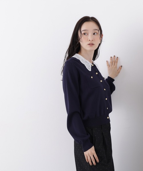 N.(N. Natural Beauty Basic)(エヌエヌナチュラルビューティーベーシック)の「レースカラーニットカーデ(カーディガン/ボレロ・レディース・グレー系その他/ボルドー/ホワイト系その他/ネイビー系・フリ-)」の10枚目の写真