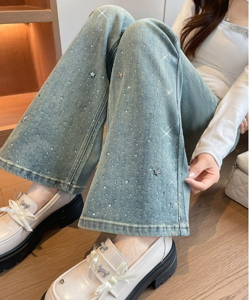 REBALANCE(リバランス)の「ラインストーンフレアデニム(デニムパンツ・レディース・A・X-LARGE/LARGE/MEDIUM)」の4枚目の写真
