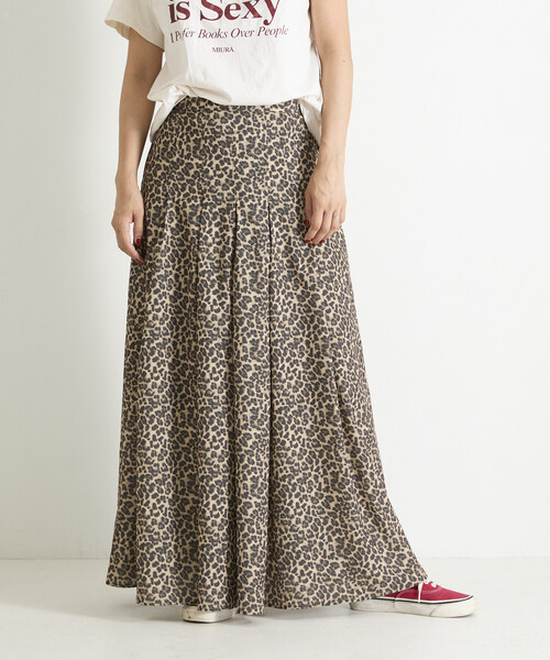 Freada(フリーダ)の「Freada/フリーダ Double-Tuck Long Skirt/ダブルタックロングスカート(スカート・レディース・ネイビー/レオパード・ONE SIZE)」の9枚目の写真