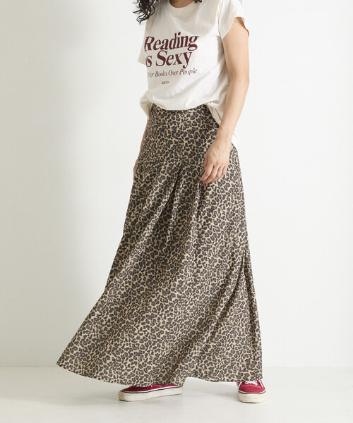 Freada(フリーダ)の「Freada/フリーダ Double-Tuck Long Skirt/ダブルタックロングスカート(スカート・レディース・ネイビー/レオパード・ONE SIZE)」の10枚目の写真