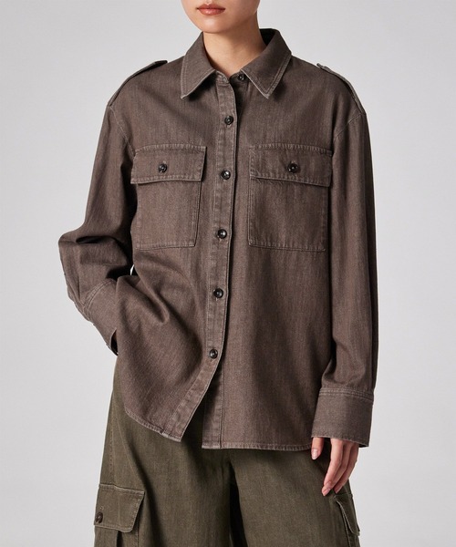 Paul Smith(ポールスミス)の「ウィメンズ ウォッシュドデニム 長袖シャツ / 265202 404B(シャツ/ブラウス・レディース・ブラウン/オリーブ・40)」の2枚目の写真