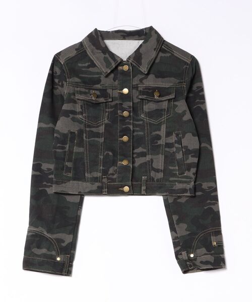AsRiRe(アスリレイ)の「26aw ユニセックス カモフラージュ柄ショートデニムジャケット(デニムジャケット・レディース・カーキ・M/L)」の3枚目の写真
