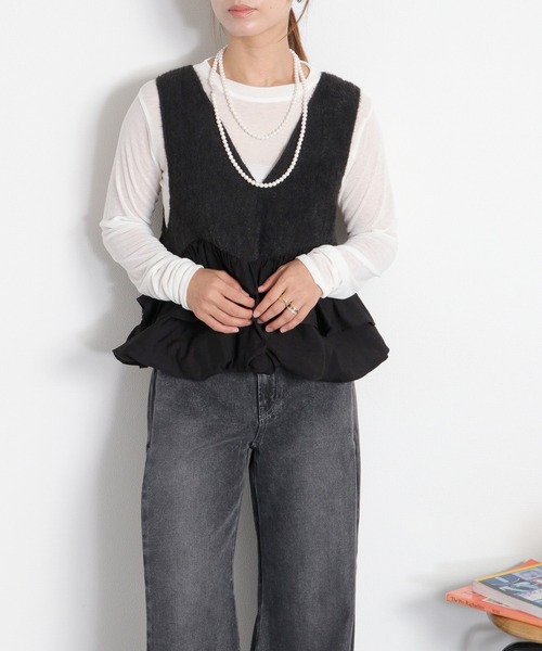 cepo(セポ)の「ファーベスト&シアーロンTee アンサンブル(アンサンブル・レディース・ブラック/ベージュ・M)」の6枚目の写真