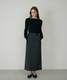 Slim H-Line Long Skirt [Charcoal]