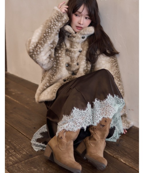 mellowneon(メロウネオン)の「ウエスタンスウェードライクブーツ(ブーツ・レディース・アイボリー/ブラウン・LARGE/MEDIUM/SMALL)」の8枚目の写真