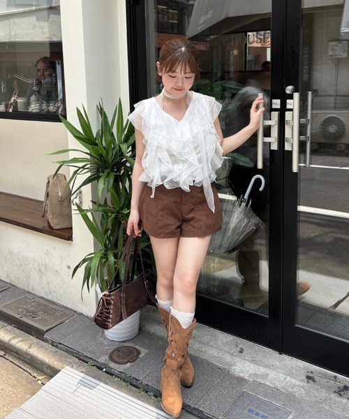 mellowneon(メロウネオン)の「ウエスタンスウェードライクブーツ(ブーツ・レディース・アイボリー/ブラウン・LARGE/MEDIUM/SMALL)」の19枚目の写真