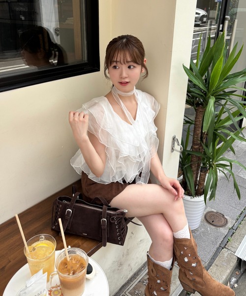 mellowneon(メロウネオン)の「ウエスタンスウェードライクブーツ(ブーツ・レディース・アイボリー/ブラウン・LARGE/MEDIUM/SMALL)」の20枚目の写真