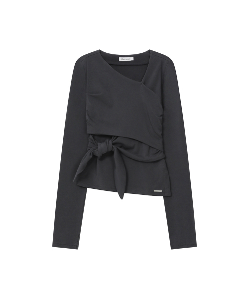Miseki SEOUL(ミセキソウル)の「Tie-up layered long sleeve CHARCOAL(Tシャツ/カットソー・レディース・その他・1/2)」の2枚目の写真