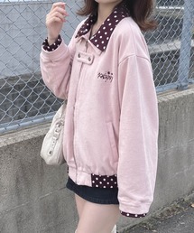 HOOK for girls ドット配色襟ジップブルゾン