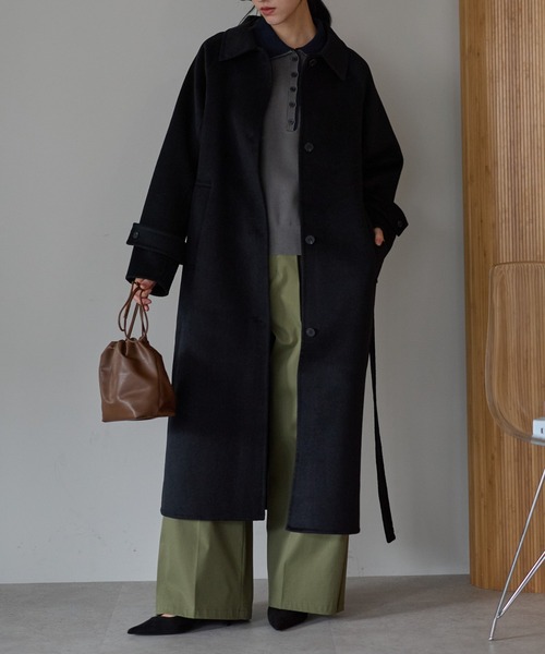 sakishimatokyo(サキシマトーキョー)の「<sakishimatokyo premium>ベルテッドステンカラーコート/ウール混(ステンカラーコート・レディース・ブラック/ブラウン/アイボリー・FREE)」の15枚目の写真