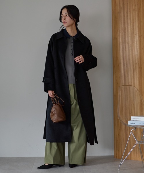 sakishimatokyo(サキシマトーキョー)の「<sakishimatokyo premium>ベルテッドステンカラーコート/ウール混(ステンカラーコート・レディース・ブラック/ブラウン/アイボリー・FREE)」の13枚目の写真