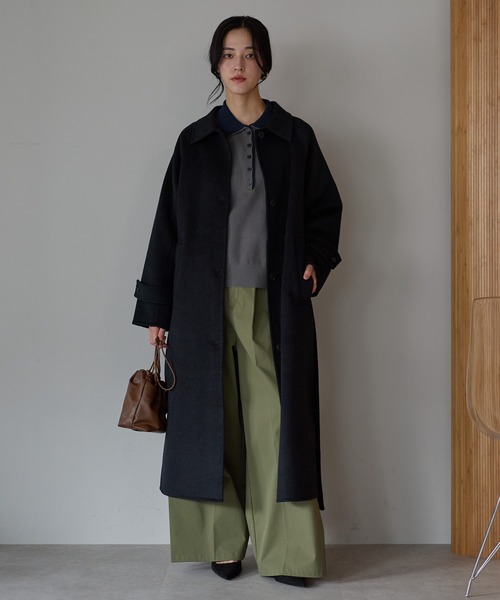 sakishimatokyo(サキシマトーキョー)の「<sakishimatokyo premium>ベルテッドステンカラーコート/ウール混(ステンカラーコート・レディース・ブラック/ブラウン/アイボリー・FREE)」の14枚目の写真