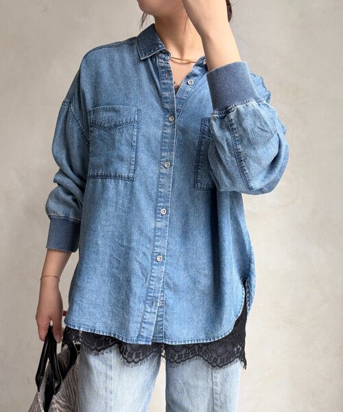 Jena espace merveilleux(ジェナ エスパスメルヴェイユ)の「袖リブテンセルデニムシャツ 秋服(シャツ/ブラウス・レディース・ブルー/ブルー系その他・FREE)」の18枚目の写真