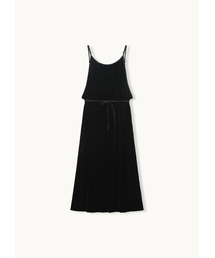 ZIPPER SIDE SLIT VELVET DRESS (BLACK) MBFFOP003BK