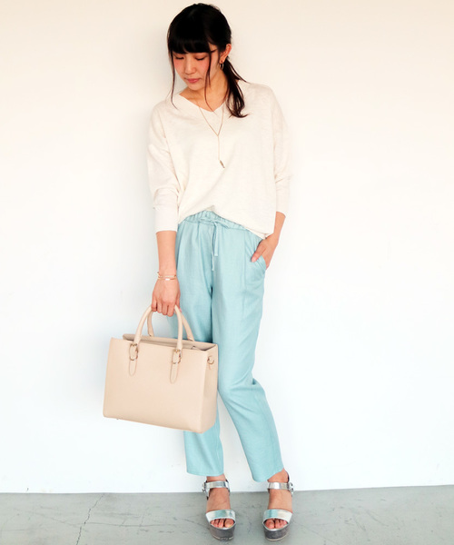 N.（N. Natural Beauty Basic）（エヌエヌナチュラルビューティーベーシック）の「ガーデンツイルパンツ（その他パンツ・レディース・ホワイト/ベージュ/ネイビー/ブルー・MEDIUM）」の7枚目の写真