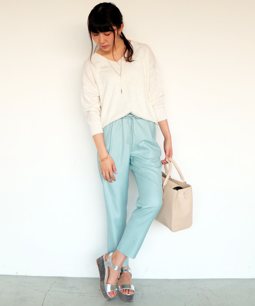 N.（N. Natural Beauty Basic）（エヌエヌナチュラルビューティーベーシック）の「ガーデンツイルパンツ（その他パンツ・レディース・ホワイト/ベージュ/ネイビー/ブルー・MEDIUM）」の8枚目の写真