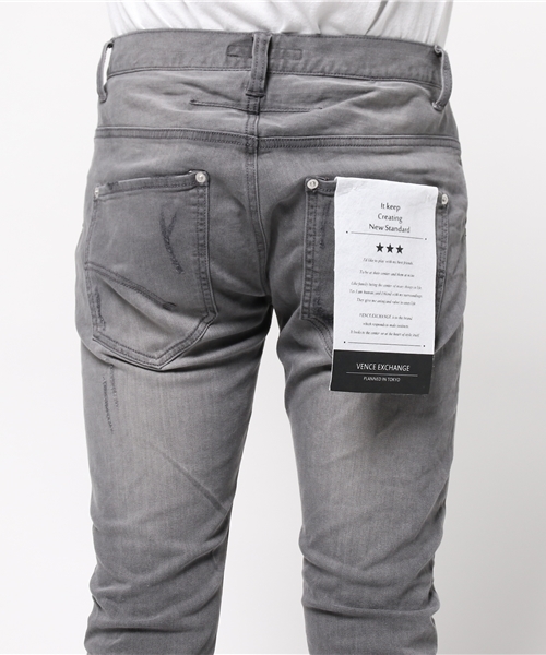 VENCEEXCHANGE（ヴァンスエクスチェンジ）の「ダメージデニムスキニーパンツ（デニムパンツ・メンズ・グレー/ライトブルー/ブラック・SMALL/MEDIUM/LARGE）」の13枚目の写真