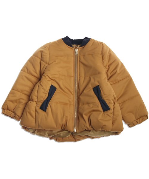 apres les cours（アプレレクール）の「後シャーリング中綿ジャケット（ダウンジャケット/コート・キッズ・キャメル/ピンク/ネイビー・100/90/120/140/110/130/80）」の2枚目の写真