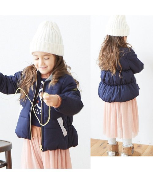 apres les cours（アプレレクール）の「後シャーリング中綿ジャケット（ダウンジャケット/コート・キッズ・キャメル/ピンク/ネイビー・100/90/120/140/110/130/80）」の4枚目の写真