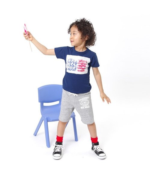 BREEZE(ブリーズ)の「カレッジカットパンツ 5分丈(その他パンツ・キッズ・チャコール/オレンジ/ブルー/グレー・140/95/90/80/110/130/100/120)」の5枚目の写真