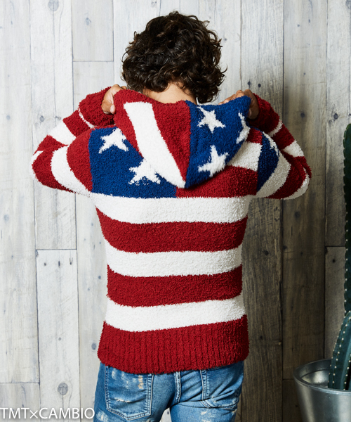 TMT（ティーエムティー）の「SHAGGY BOA US FLAG KNIT PARKA（パーカー