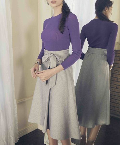 MARIEBELLE JEAN(マリベルジーン)の「リラックス リネン スカート(スカート・レディース・ネイビー/グレー・S/XS/M)」の2枚目の写真