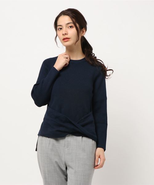 YECCA VECCA(イェッカヴェッカ)の「・ウエストデザインニットプルオーバー(ニット/セーター・レディース・ネイビー/ピンク/アイボリー/キャメル・FREE)」の3枚目の写真