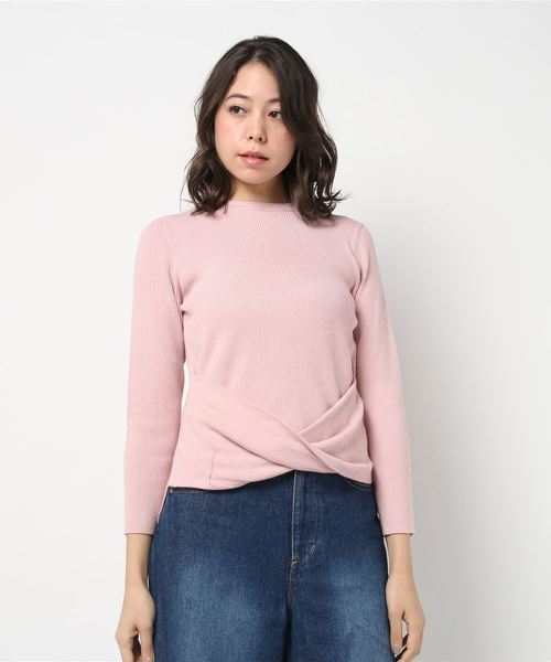 YECCA VECCA(イェッカヴェッカ)の「・ウエストデザインニットプルオーバー(ニット/セーター・レディース・ネイビー/ピンク/アイボリー/キャメル・FREE)」の1枚目の写真