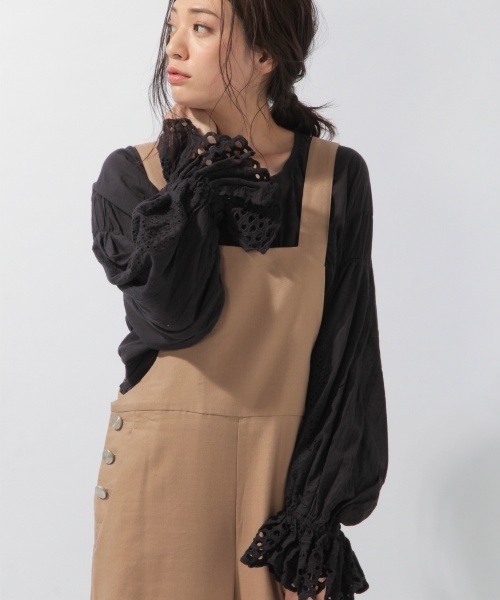 laboratory work（ラボラトリーワーク）の「カットワーク刺繍ブラウス（シャツ/ブラウス・レディース・ホワイト/ブラック/ラベンダー・MEDIUM）」の2枚目の写真