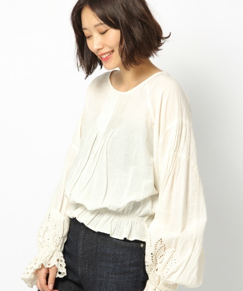 laboratory work（ラボラトリーワーク）の「カットワーク刺繍ブラウス（シャツ/ブラウス・レディース・ホワイト/ブラック/ラベンダー・MEDIUM）」の9枚目の写真