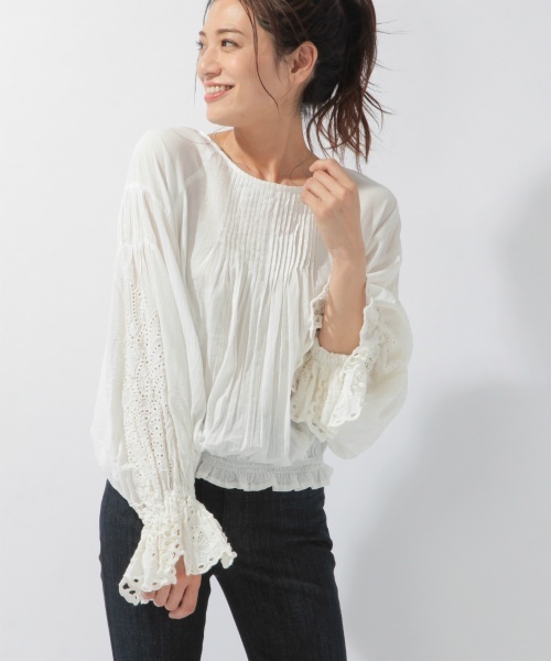 laboratory work（ラボラトリーワーク）の「カットワーク刺繍ブラウス（シャツ/ブラウス・レディース・ホワイト/ブラック/ラベンダー・MEDIUM）」の17枚目の写真